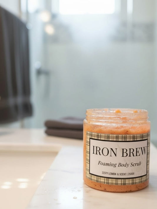 Iron Brew Foaming Body Scrub - Orange & Raspberry scent