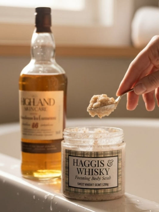 Haggis & Whisky Foaming Body Scrub - Sweet, honey - whisky scent