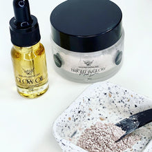 Load image into Gallery viewer, a bottle of oil, with our jar of bright powder